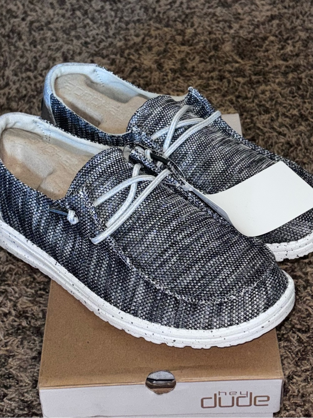 NIB Hey Dude Wendy Sox Dark Gray Women’s Slip On Loafers Shoes Size 9 NEW
